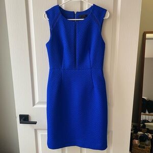 Jcrew Royal Blue Sleeveless Textured Sheath Dress With Pockets